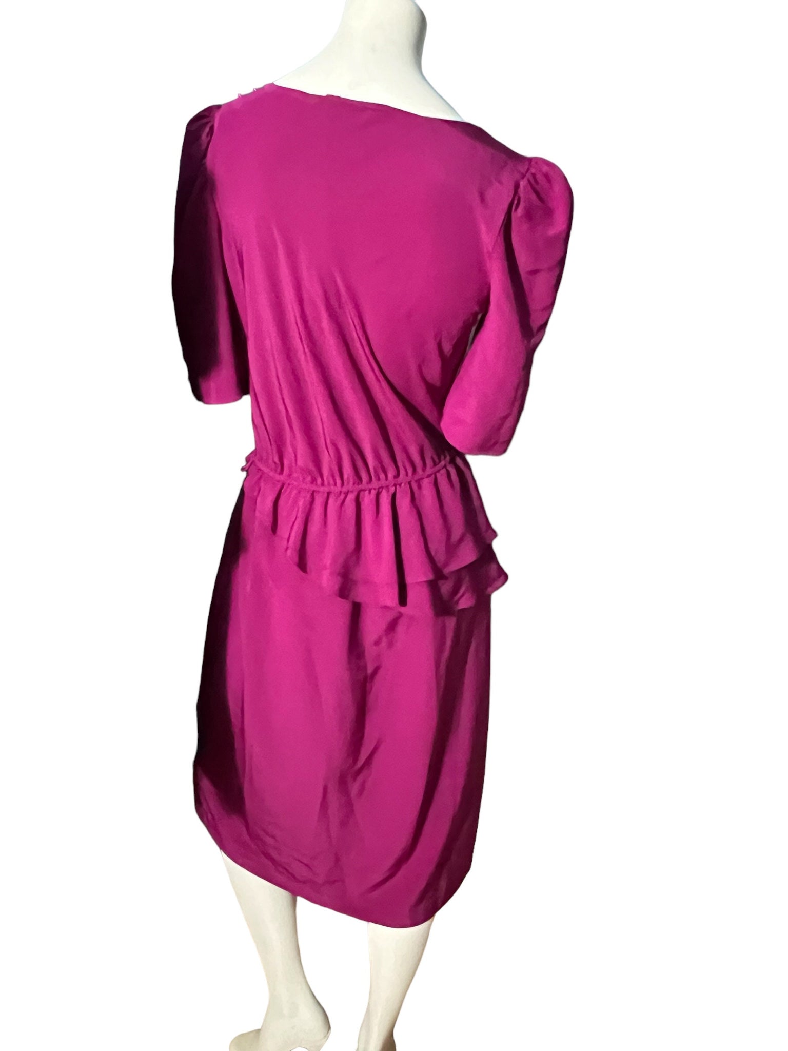 Vintage 80’s dress hot pink peplum M