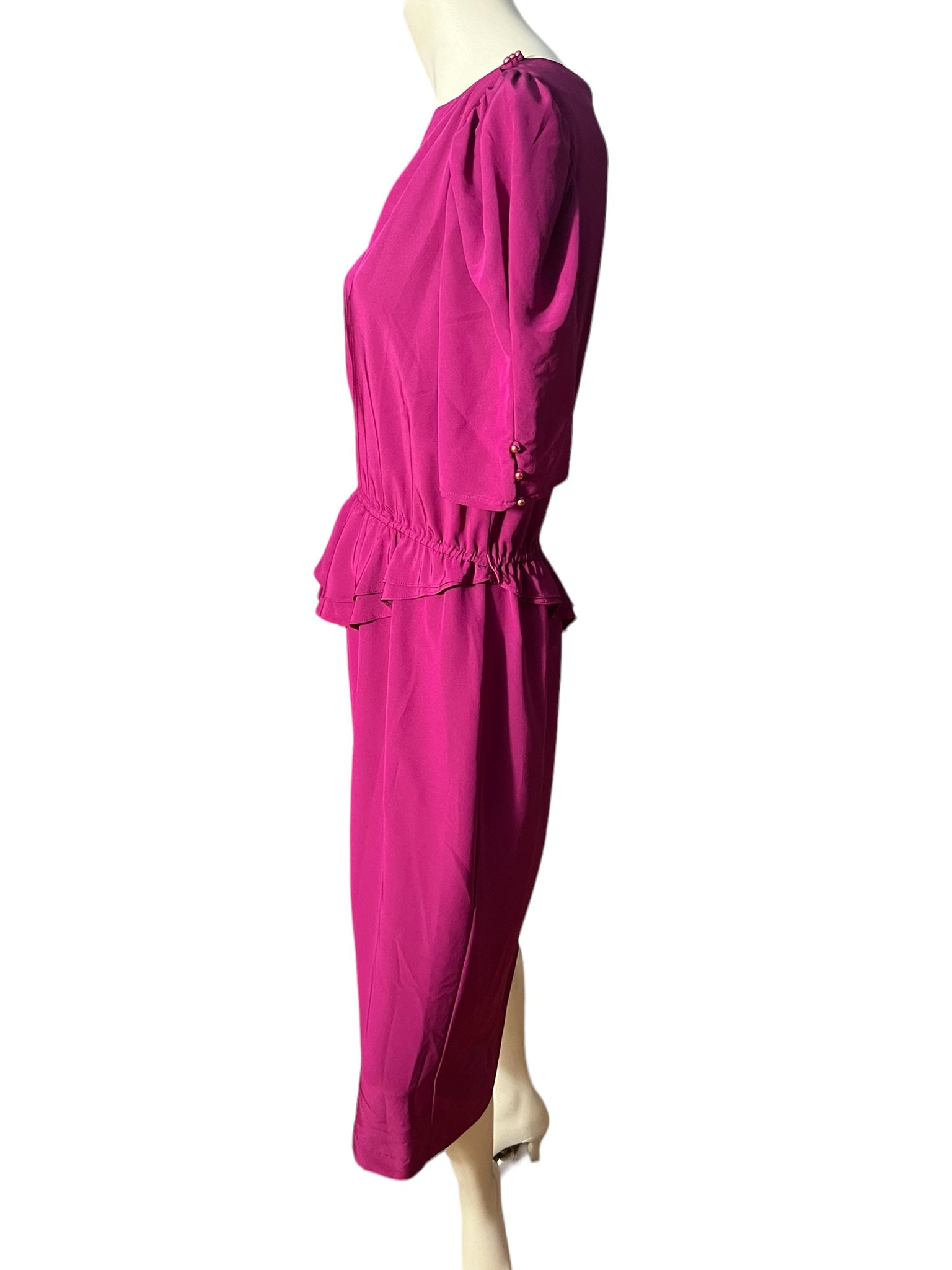 Vintage 80’s dress hot pink peplum M