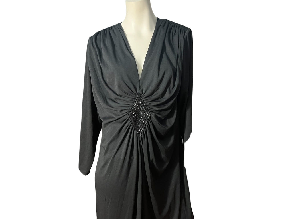 Vintage 70's black dress volup XL