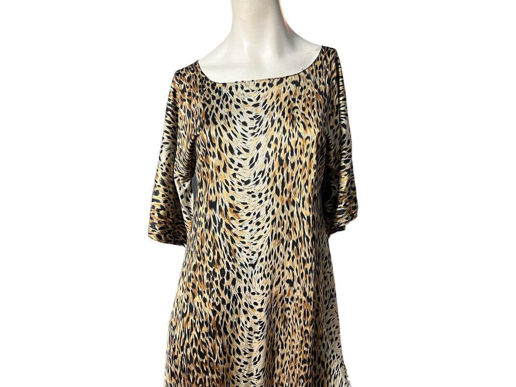 Vintage 70's leopard shift dress M L