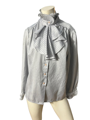 Vintage gray 80's ruffle shirt M Accent