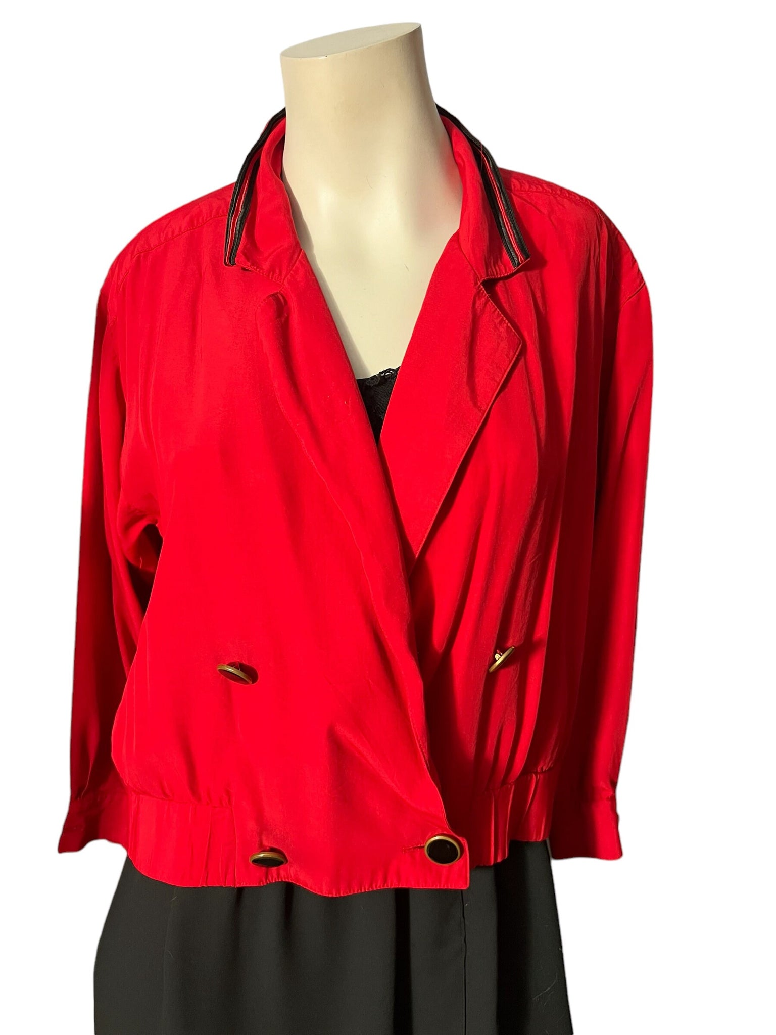 Vintage 80's red & black jacket petite 4 Leslie Fay