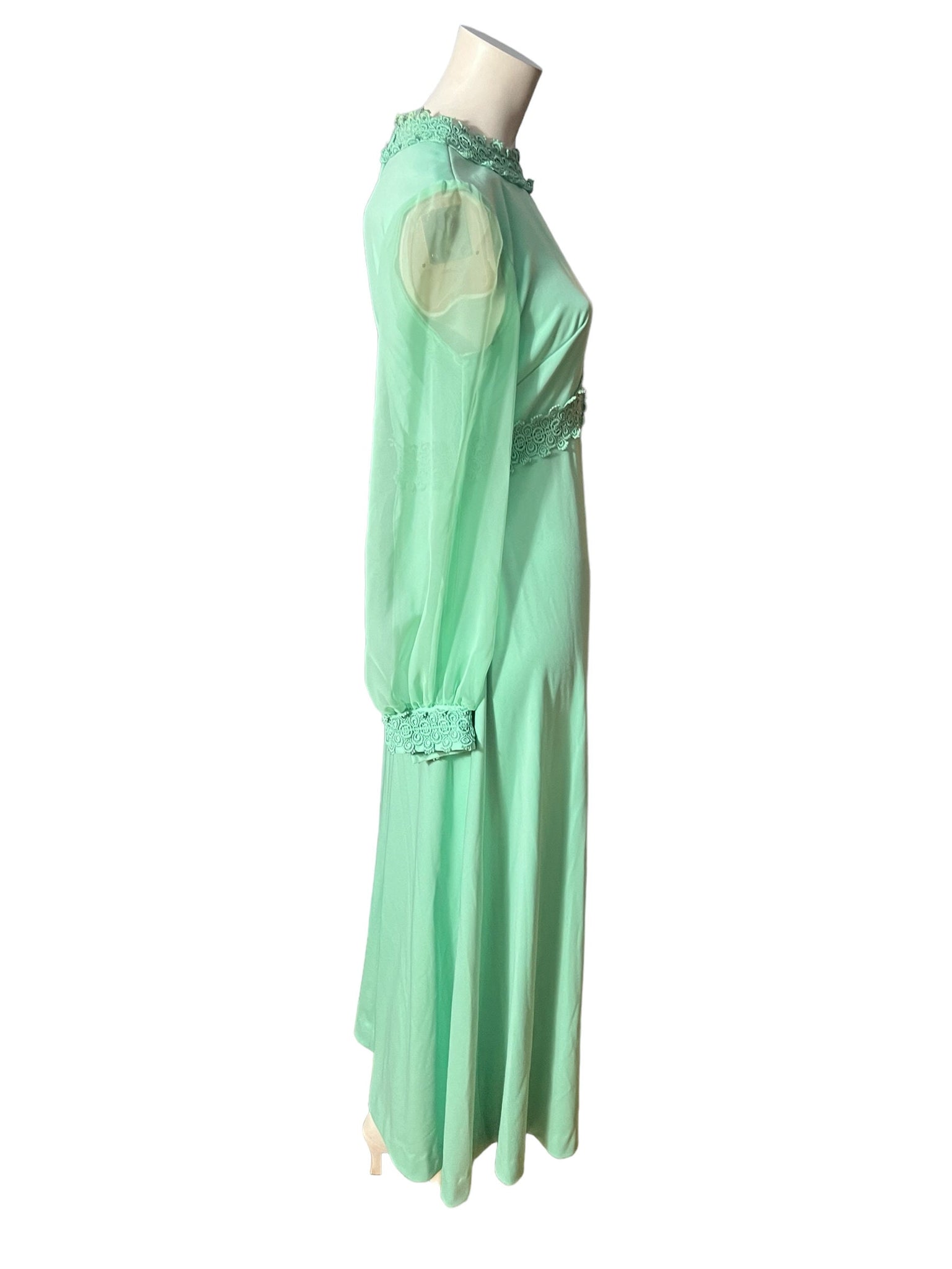 Vintage 70's green maxi dress L