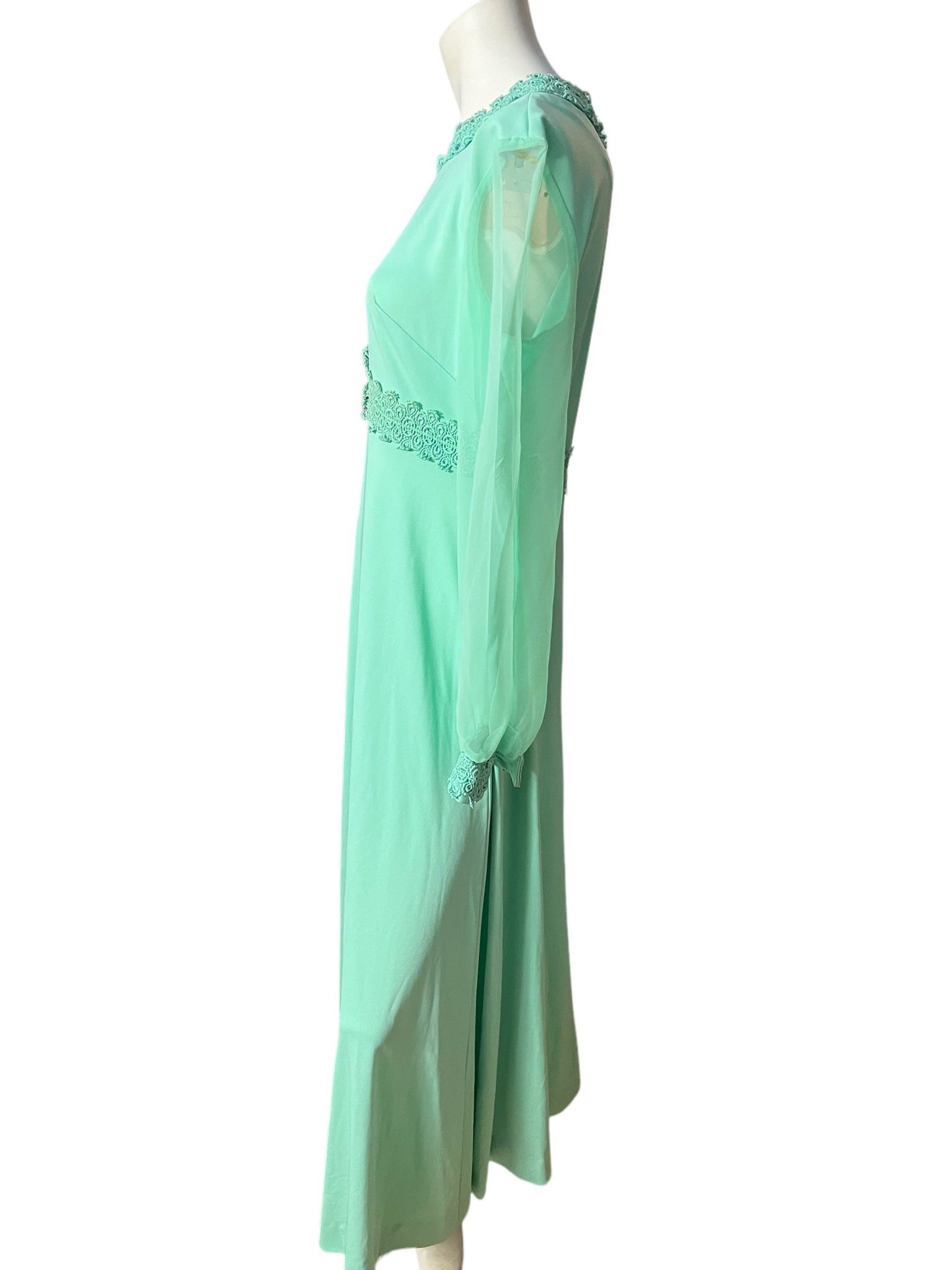 Vintage 70's green maxi dress L
