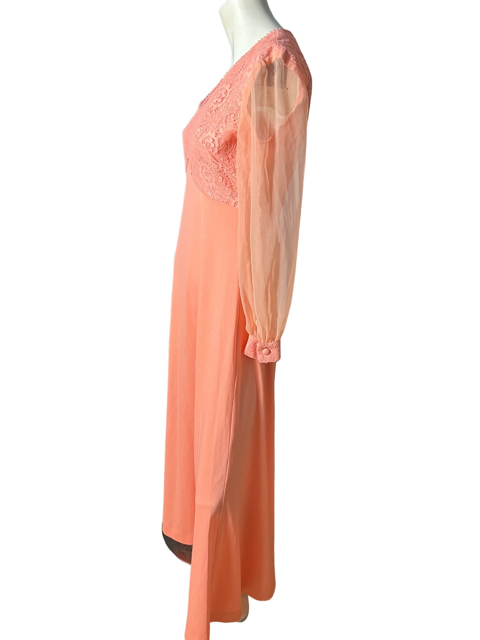 Vintage 70's peach maxi dress M