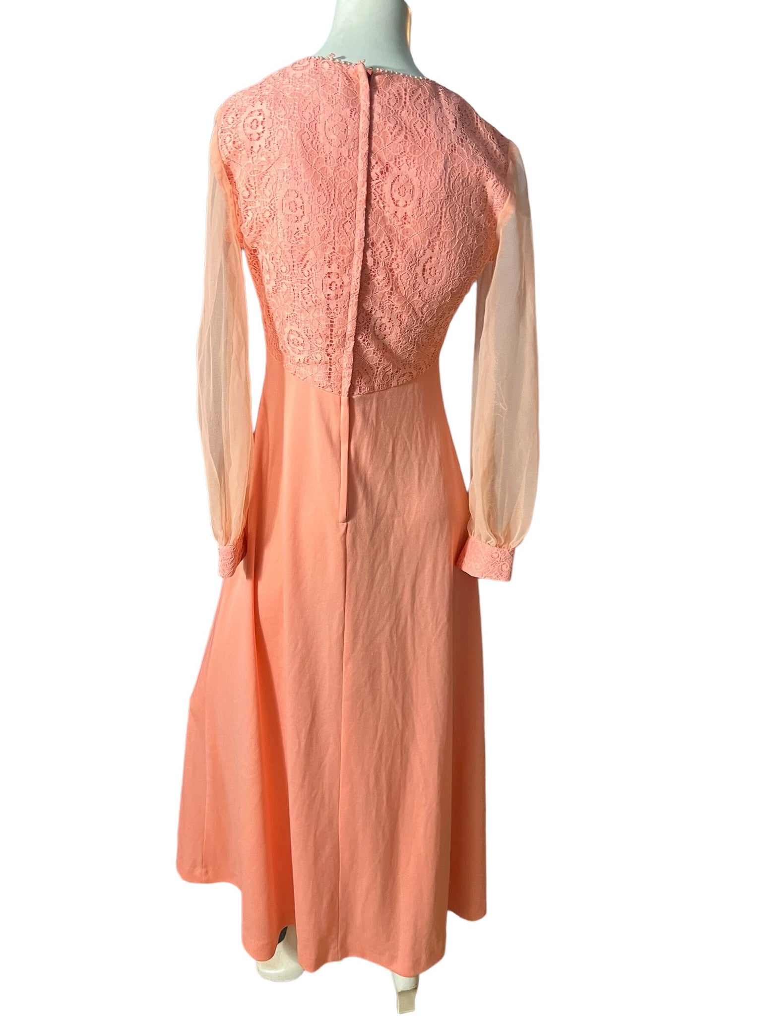 Vintage 70's peach maxi dress M