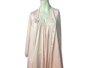 Vintage 70's pink nightgown & robe S Vanity Fair