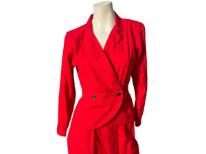 Vintage 80's red silk suit 6 Liz Claiborne