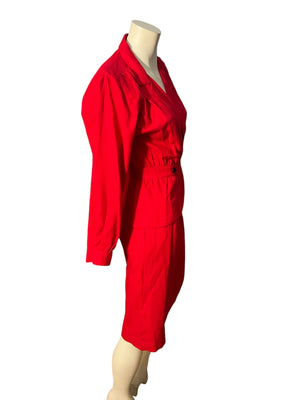 Vintage 80's red silk suit 6 Liz Claiborne