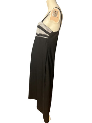 Vintage 70's black & white maxi dress L