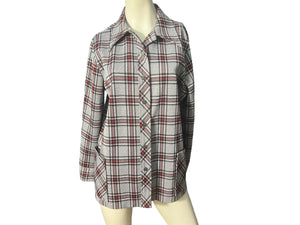 Vintage 70's gray plaid shirt L