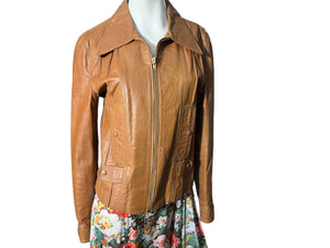 Vintage 70's brown Goya leather jacket 40