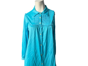 Vintage 70's turquoise robe M Texsheen