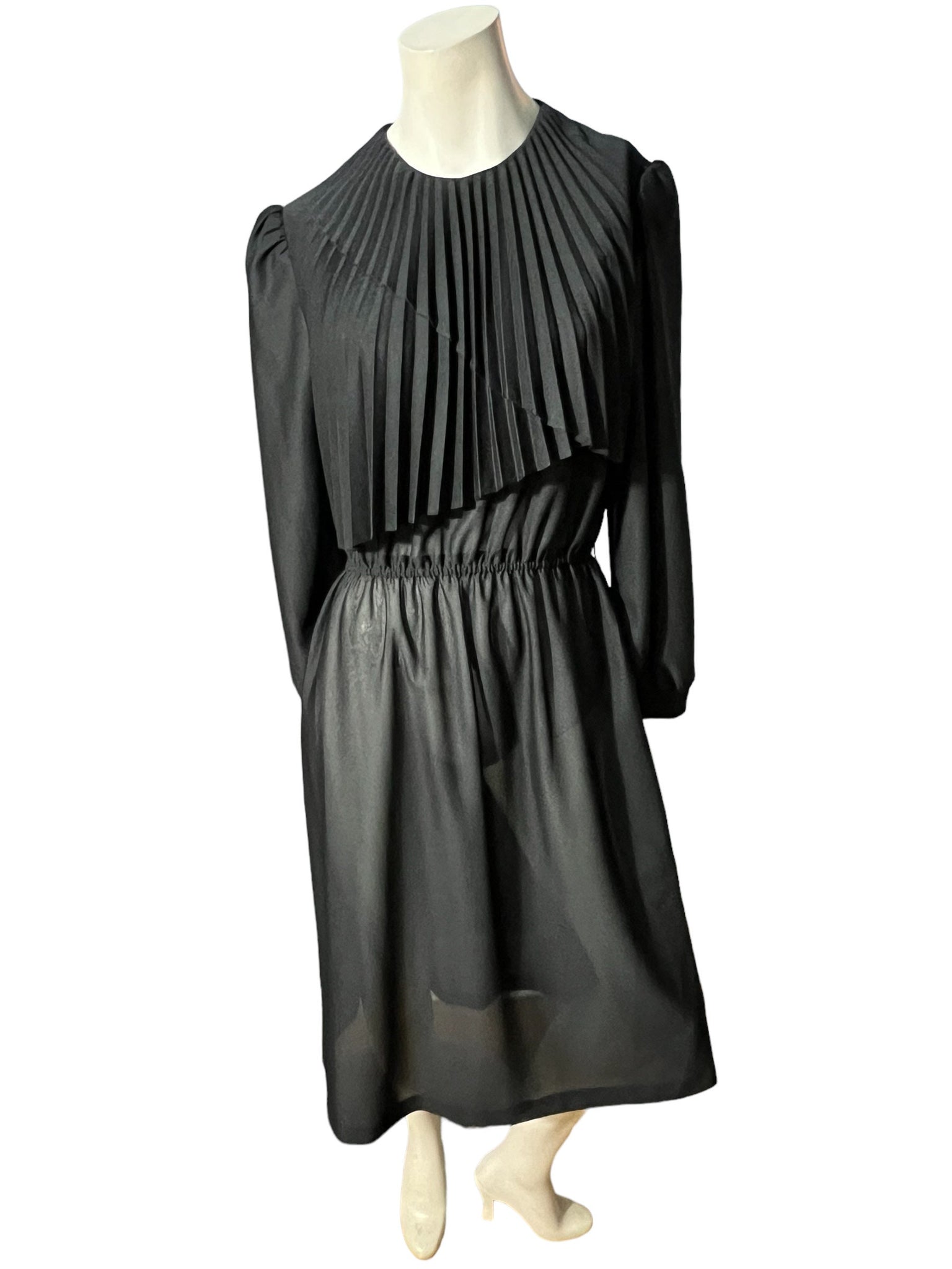 Vintage 80’s dress black ruffle M L Franky B