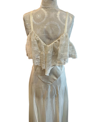 Vintage 70's Cira long lace nightgown drop waist M