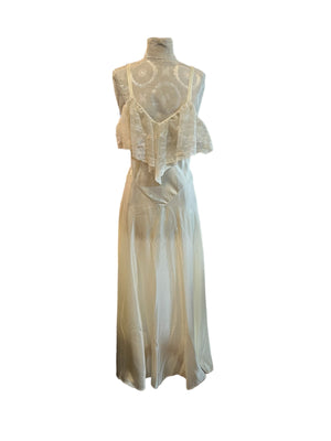 Vintage 70's Cira long lace nightgown drop waist M