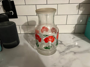 Vintage red juice pitcher floral midcentury