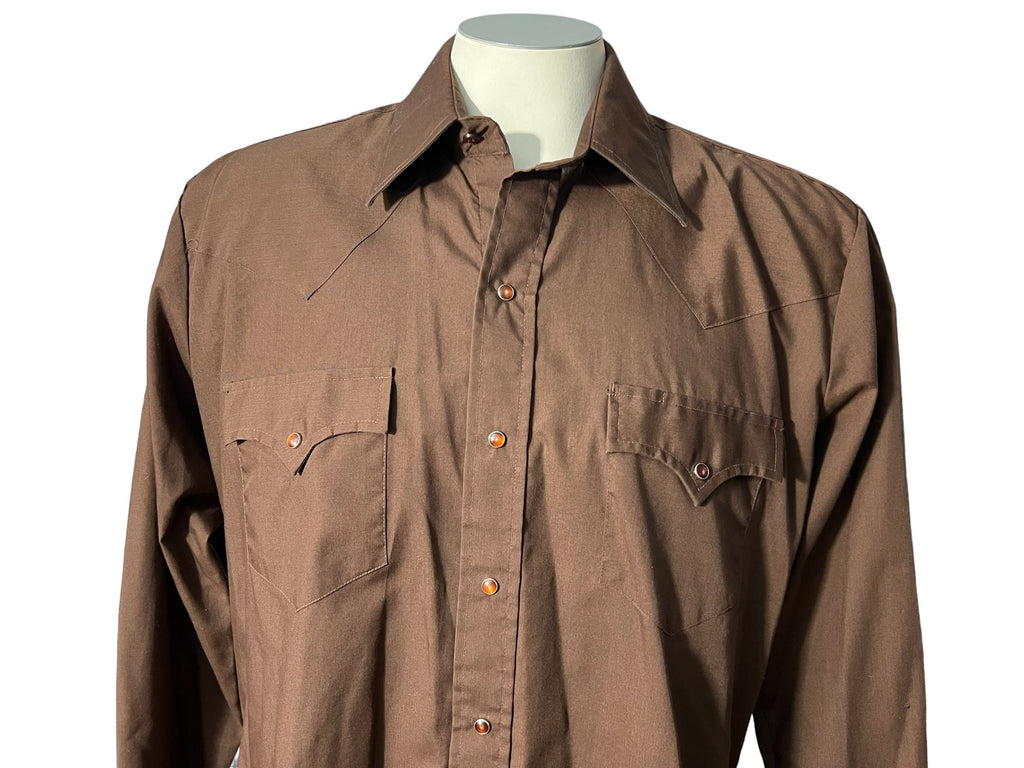 Vintage 70's brown western shirt L