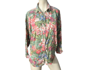 Vintage 80's floral blouse M At Last & Company