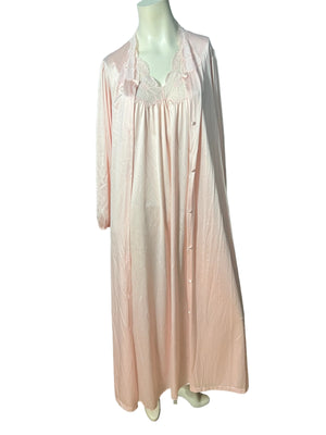 Vintage 70's pink nightgown & robe S Vanity Fair