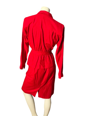 Vintage 80's red silk suit 6 Liz Claiborne