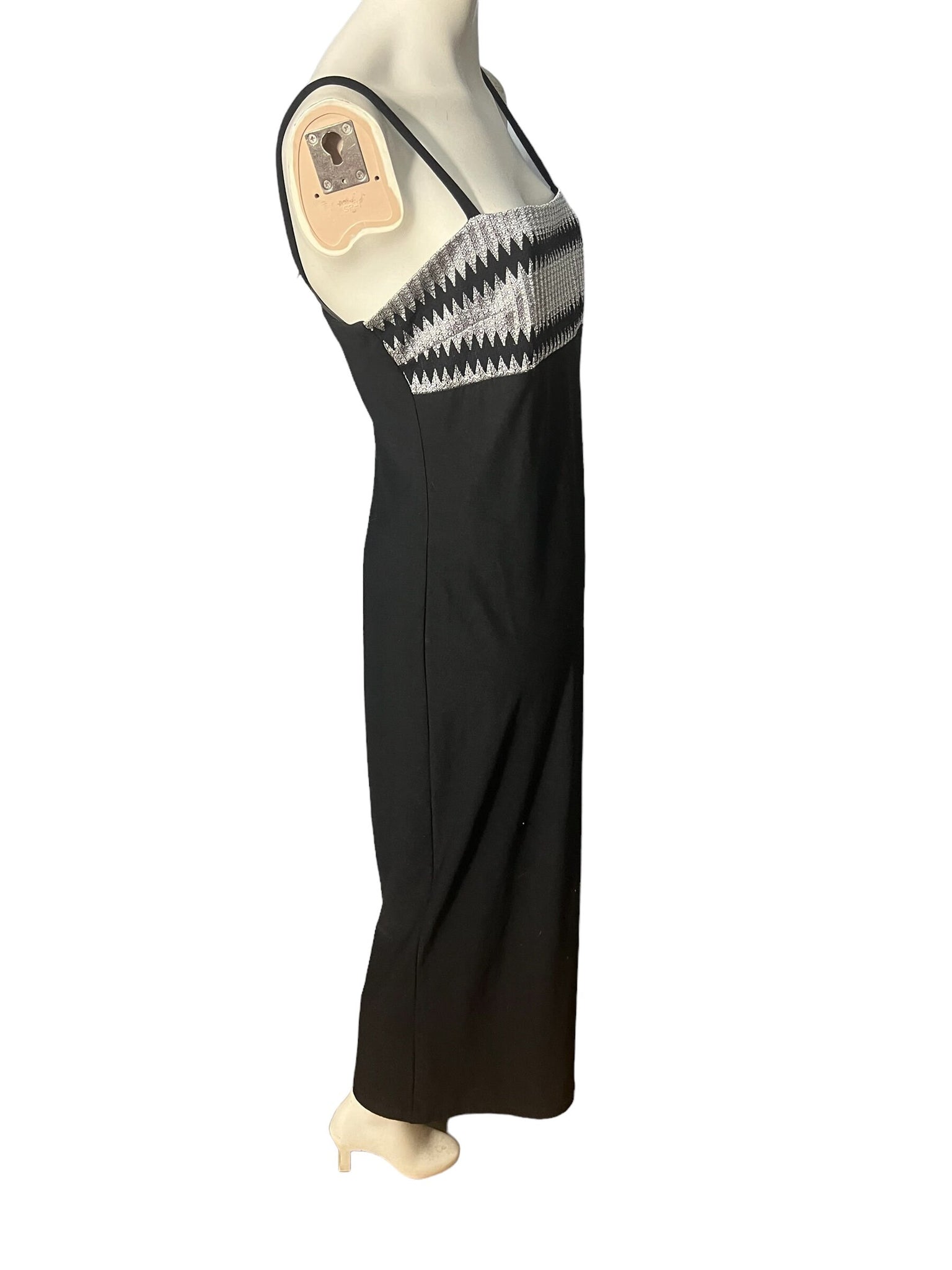 Vintage 70's black & white maxi dress L