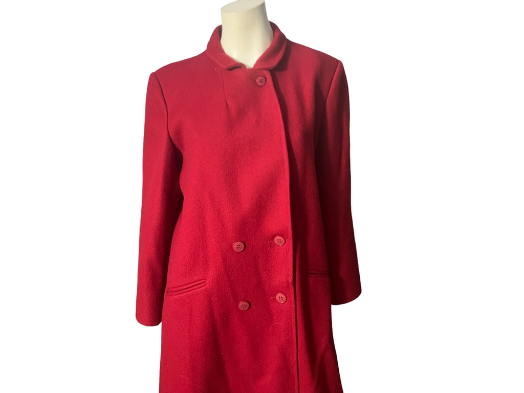 Vintage red wool long coat M L