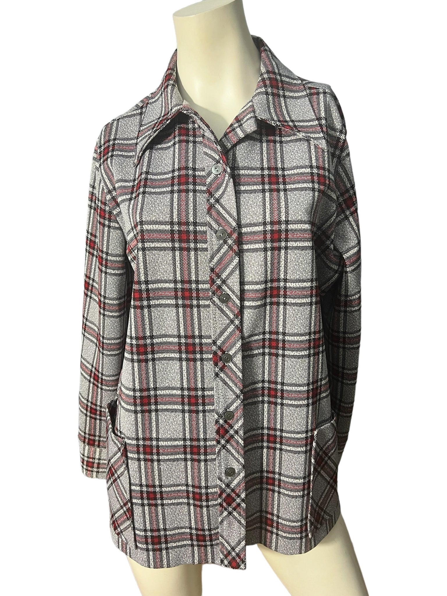 Vintage 70's gray plaid shirt L