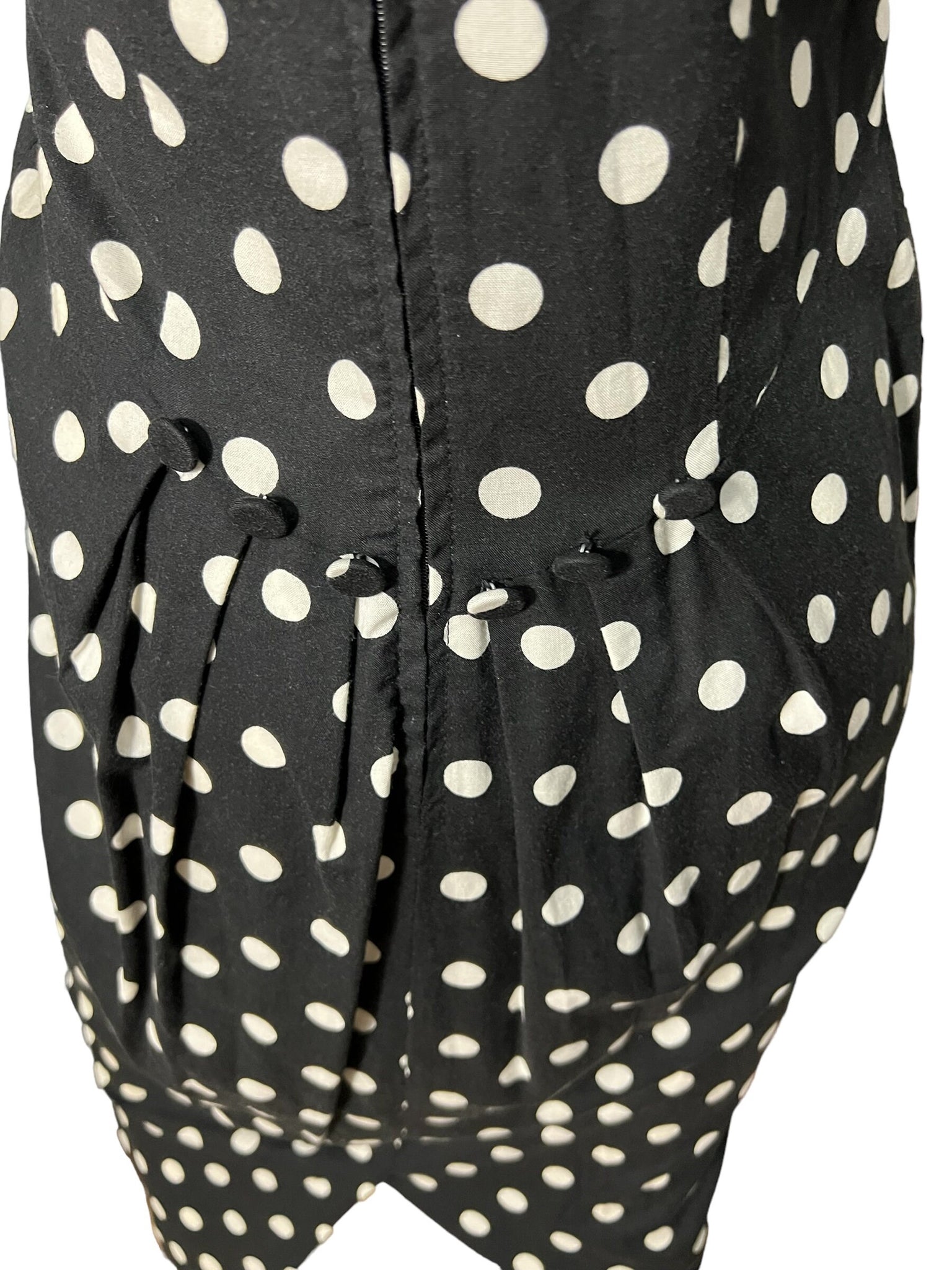 Vintage 80's NU-OZ black & white polkadot dress M