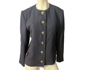 Vintage 80's suit blazer jacket navy L Herbert Grossman