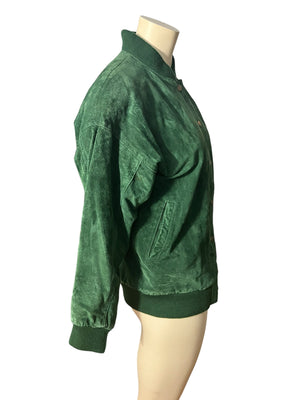 Vintage 80's green leather baseball jacket M