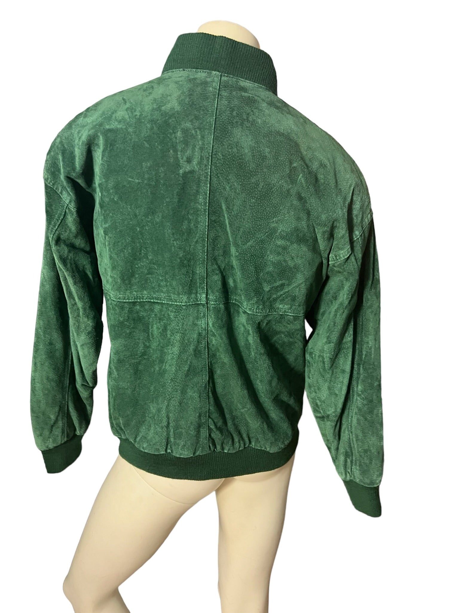 Vintage 80's green leather baseball jacket M