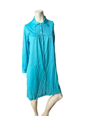 Vintage 70's turquoise robe M Texsheen