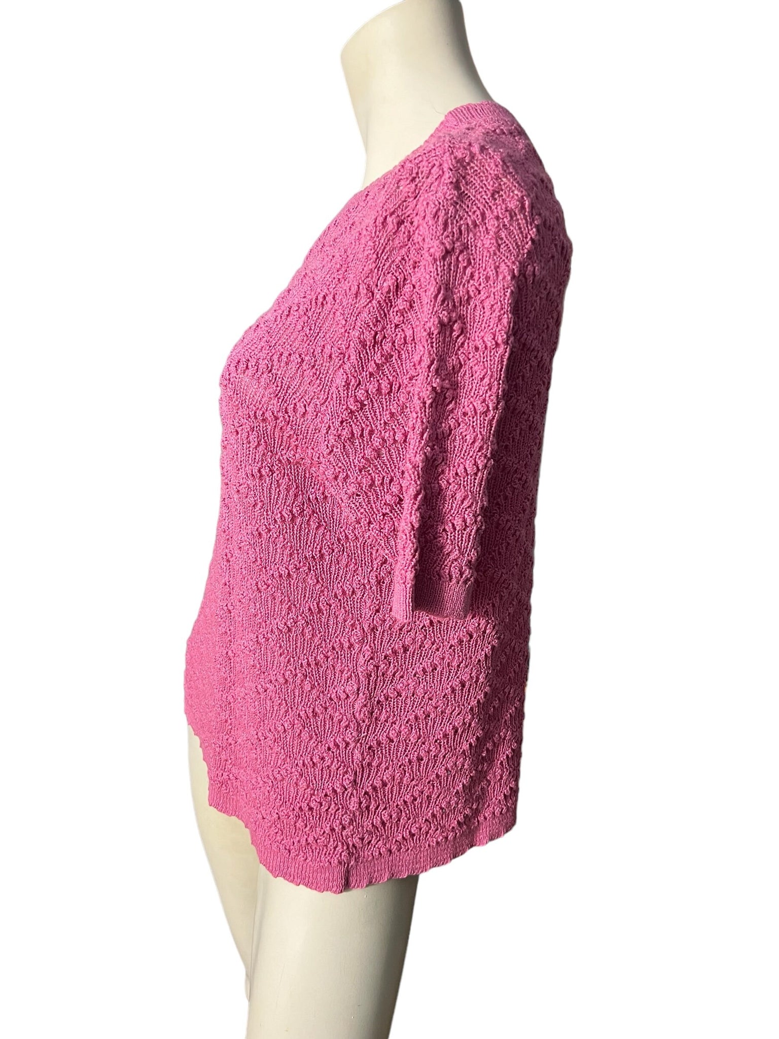 Vintage 70's pink scalloped sweater M L Billie Jo