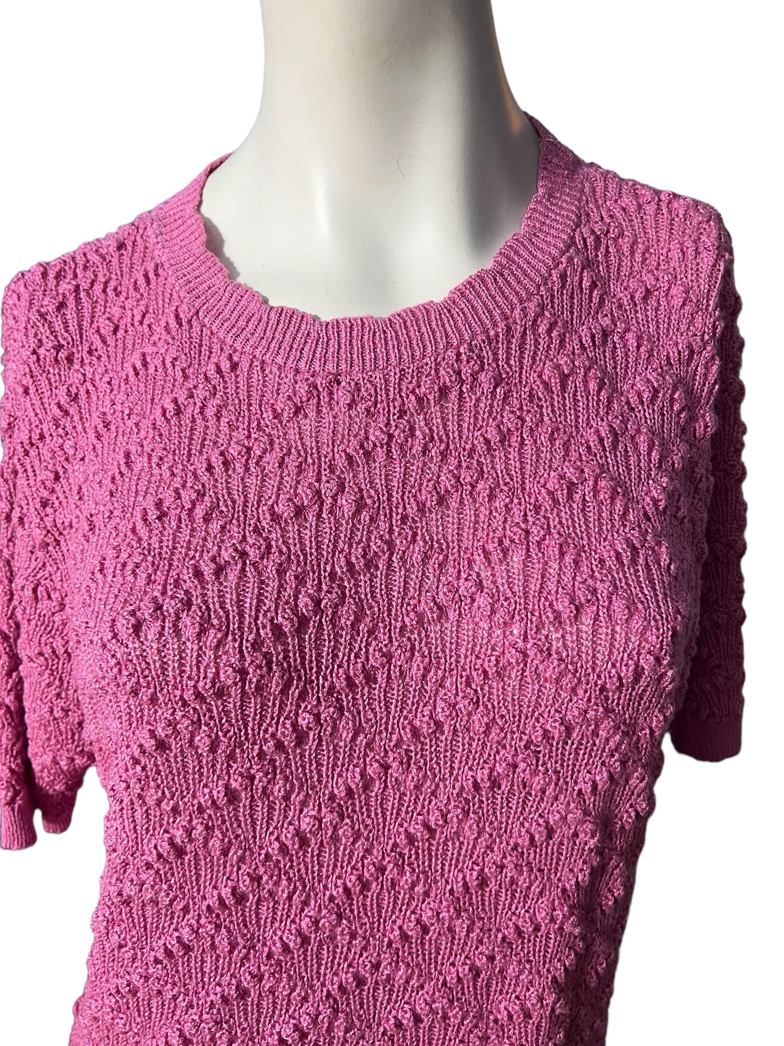 Vintage 70's pink scalloped sweater M L Billie Jo