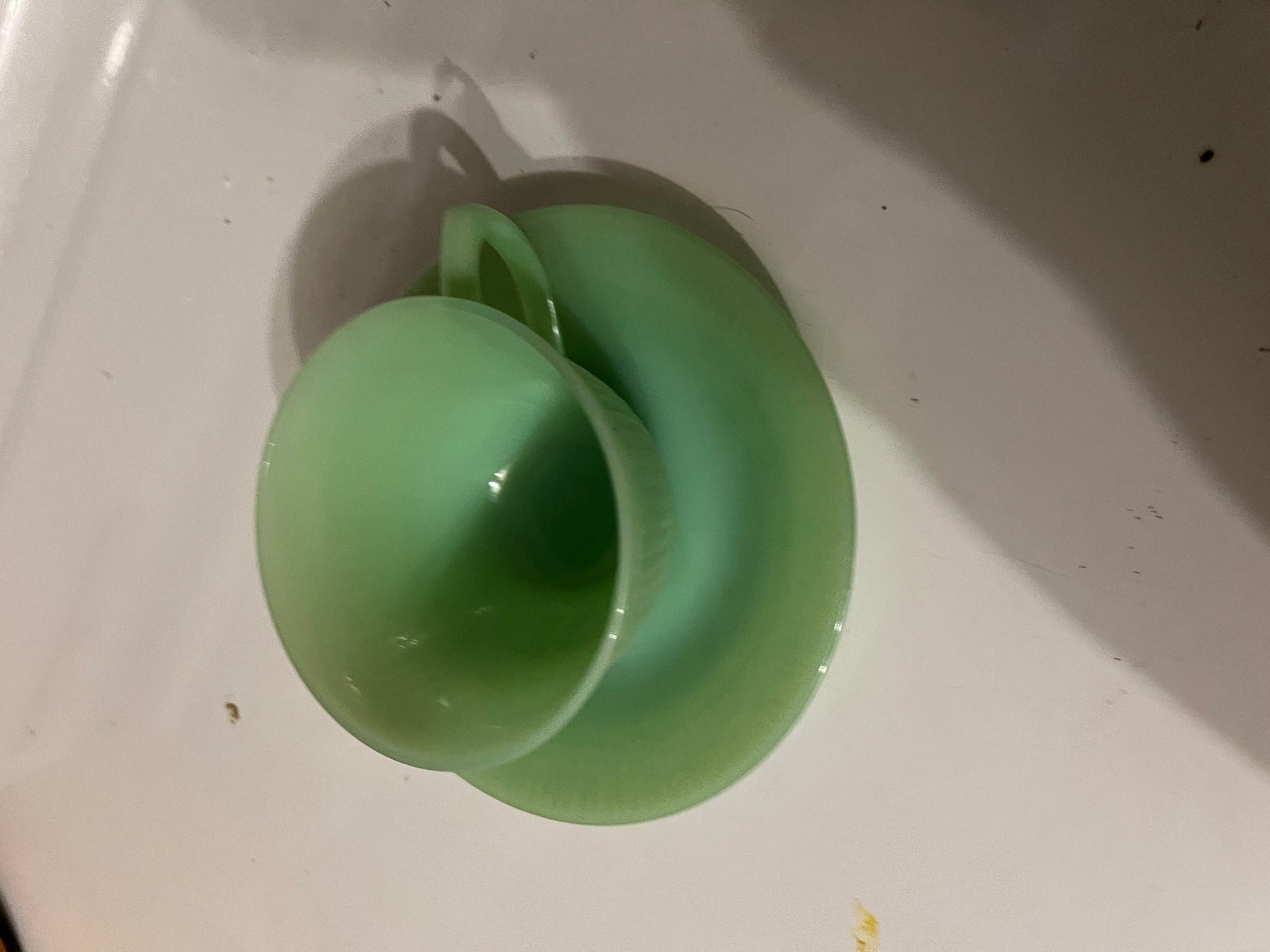 Vintage jadeite fire king cup & saucer