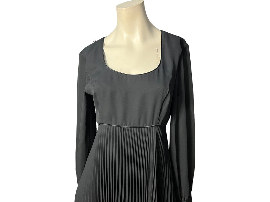 Vintage 80's black pleated dress M Nicole Paris