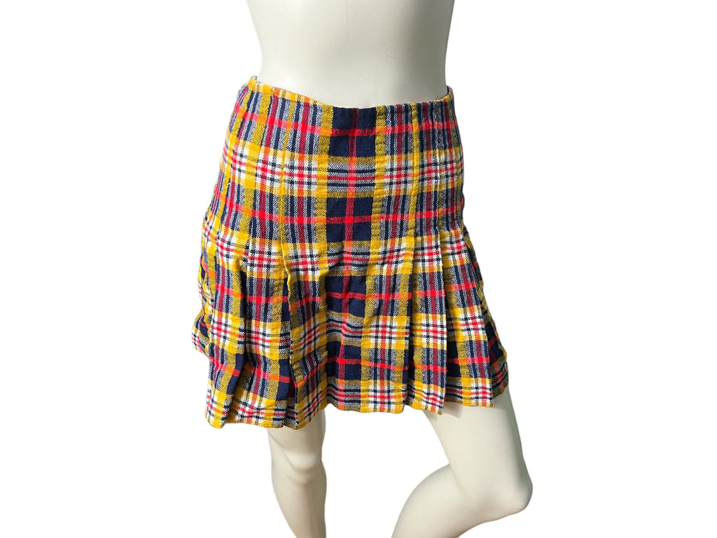 Vintage 60's plaid mini skirt S handmade