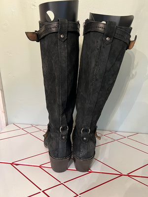 Vintage black suede Frye knee boots 10