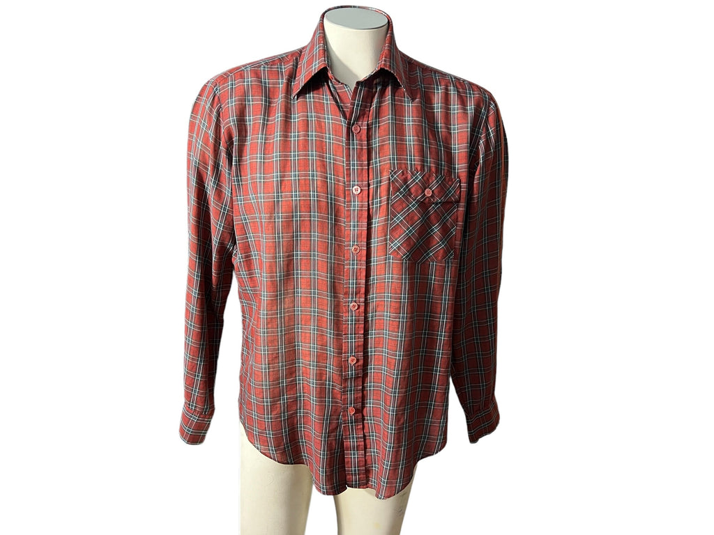 Vintage red plaid men's shirt Wedgefield M