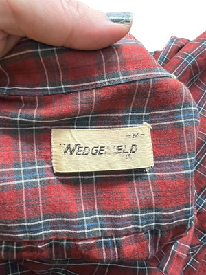 Vintage red plaid men's shirt Wedgefield M