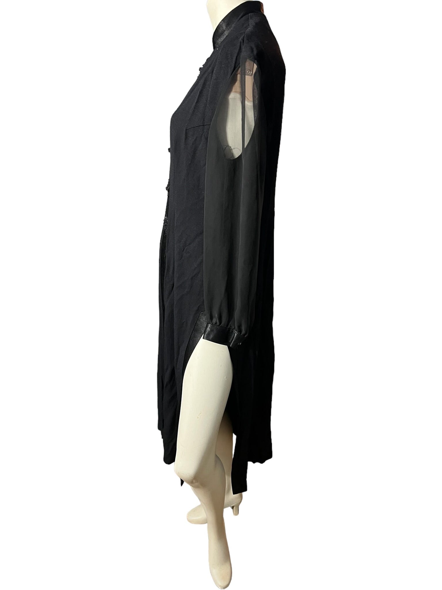 Vintage 80's black long blazer dress M