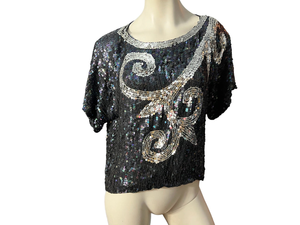 Vintage 80's sequin top shirt XL