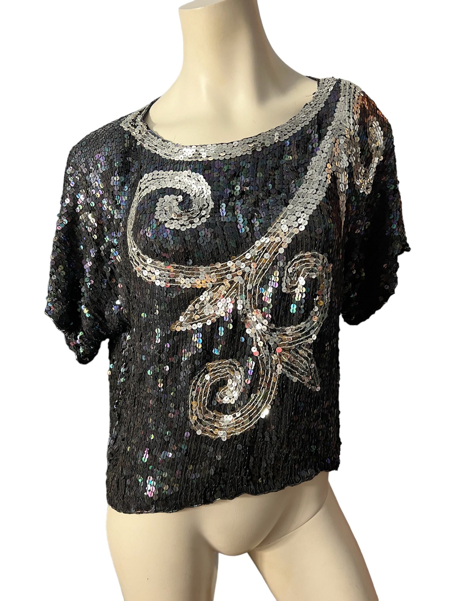 Vintage 80's sequin top shirt XL