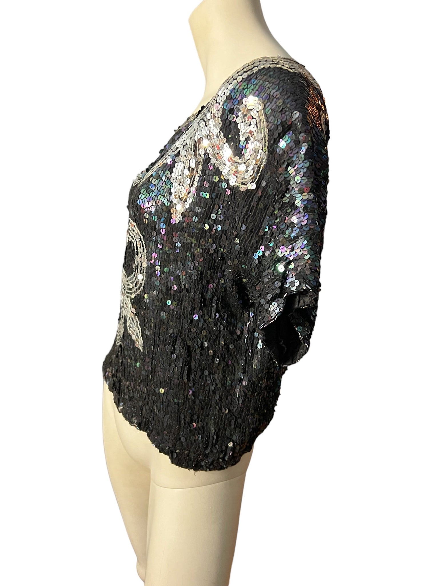 Vintage 80's sequin top shirt XL