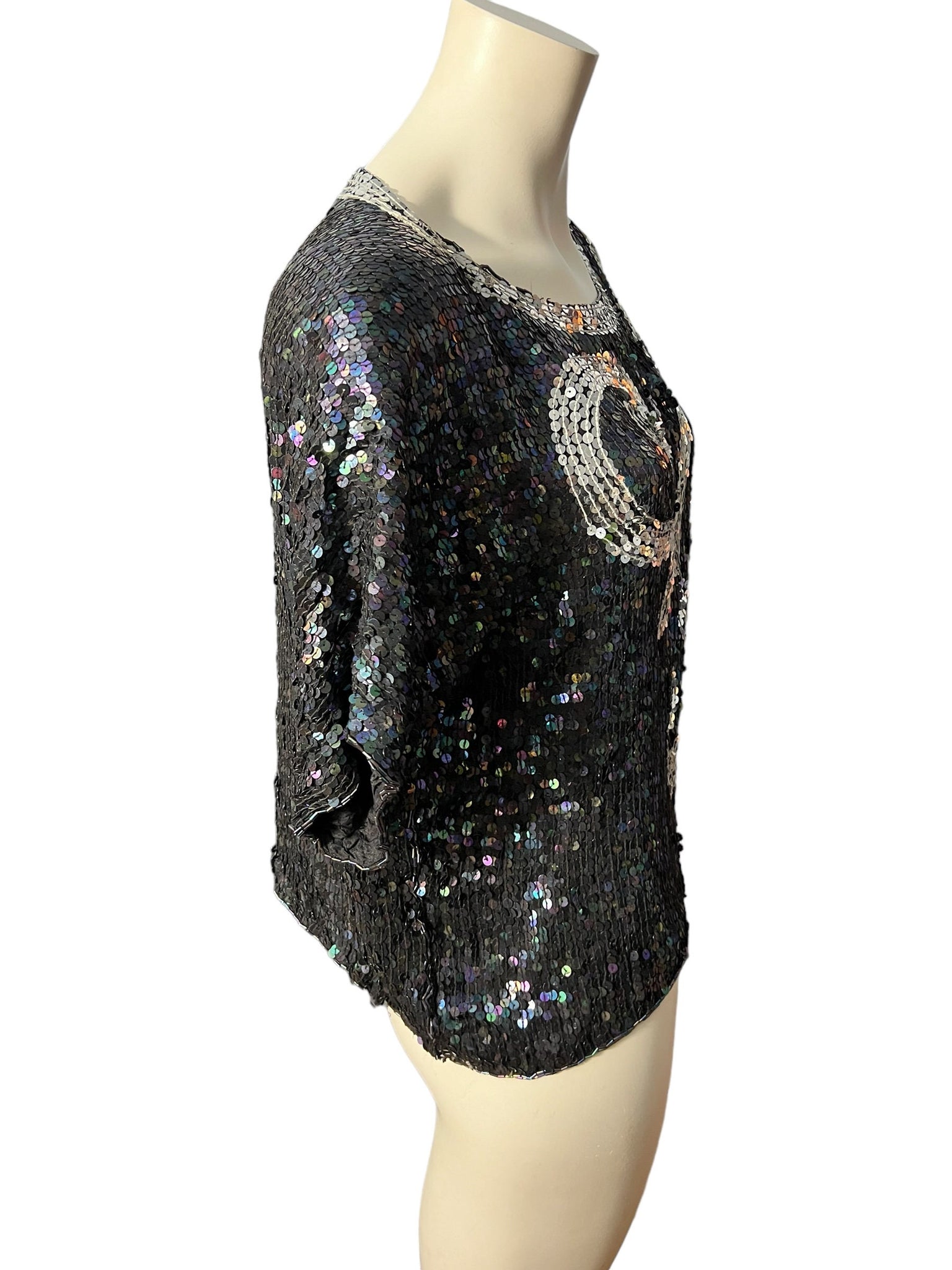 Vintage 80's sequin top shirt XL