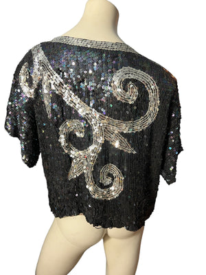 Vintage 80's sequin top shirt XL