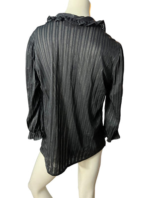 Vintage 70's black sheer blouse L XL