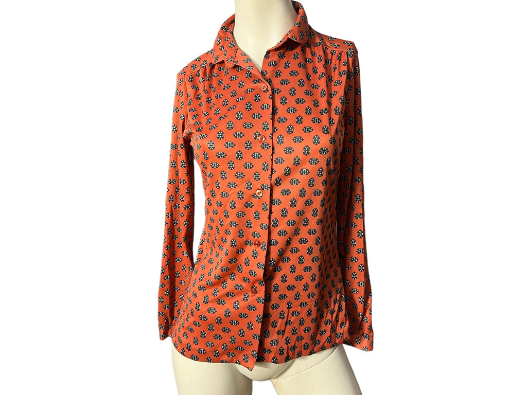 Vintage 70's rust shirt blouse M