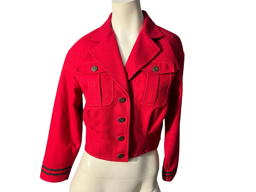 Vintage 80's red short wool blazer petite Liz Claiborne